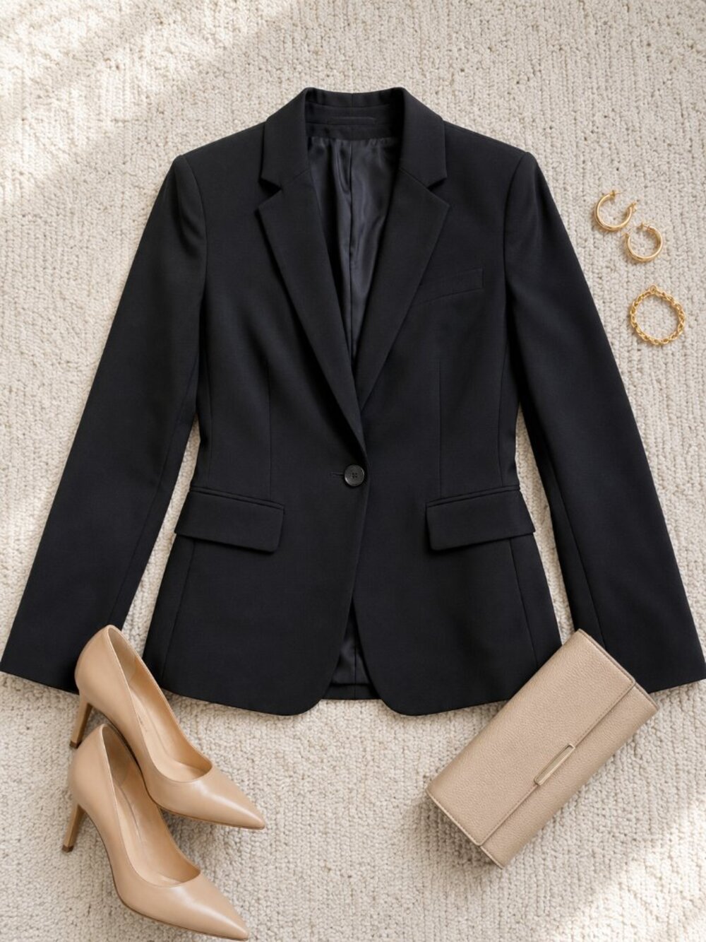 Calvin Klein Black Career Blazer One Button Size 4 NWT